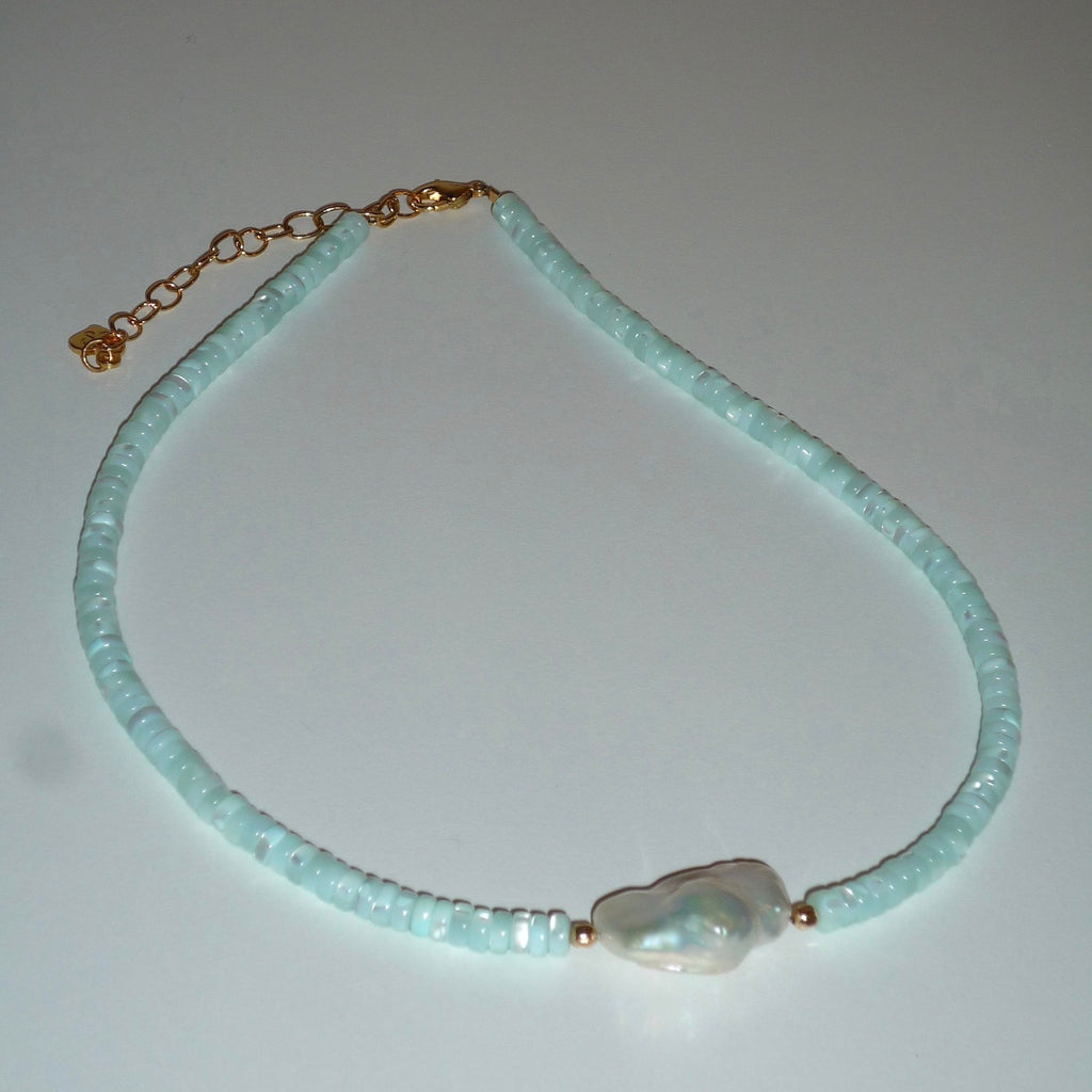 Amalfi Baroque Pearl Necklace in Baby Blue
