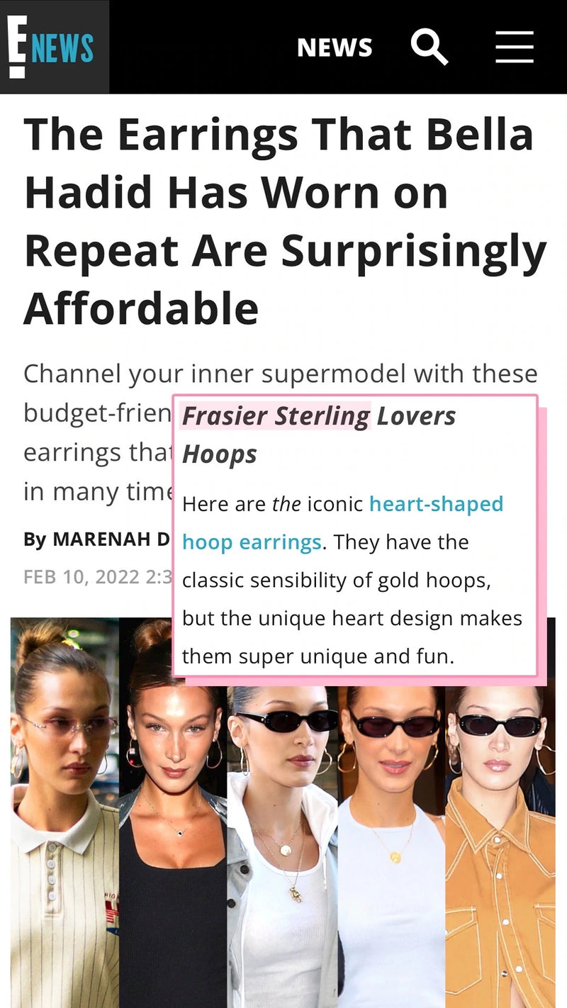 Enews E news bella hadid earrings Frasier Sterling Jewelry