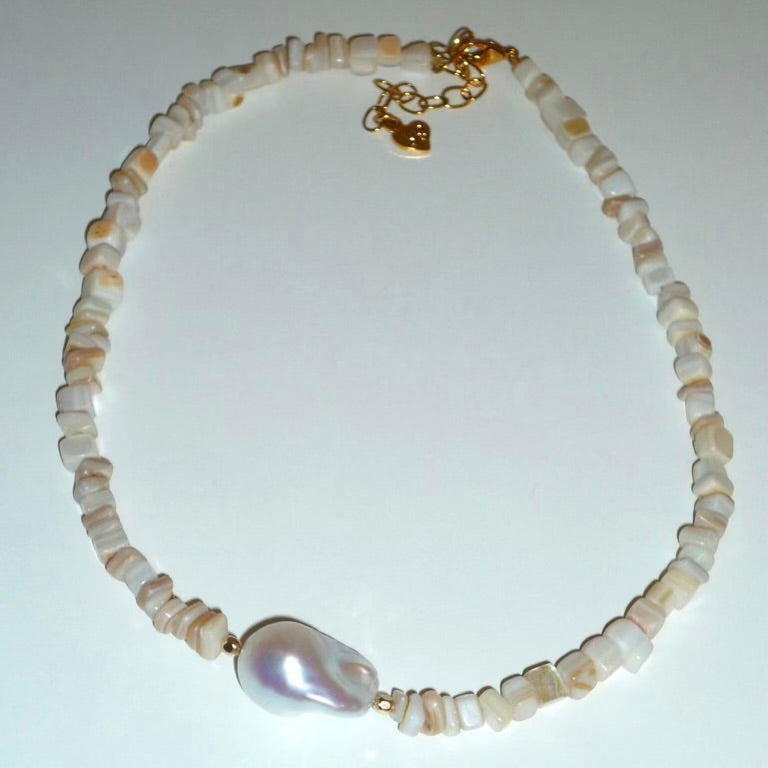 Amalfi Baroque Pearl Necklace in Toasted Coconut