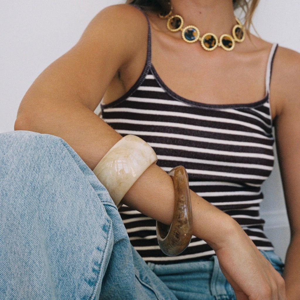 Flat White Bangle Bracelet