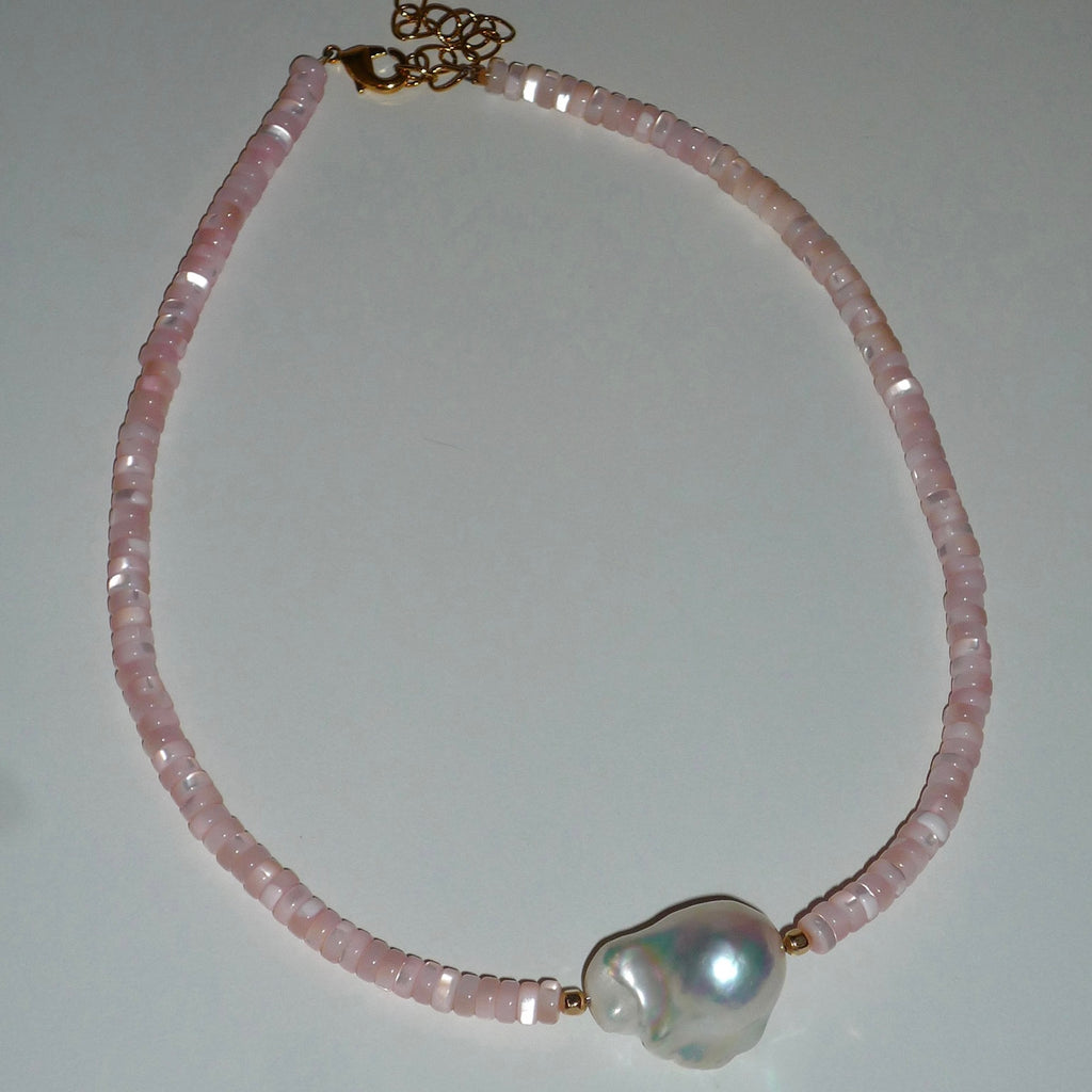 Amalfi Baroque Pearl Necklace in Baby Pink