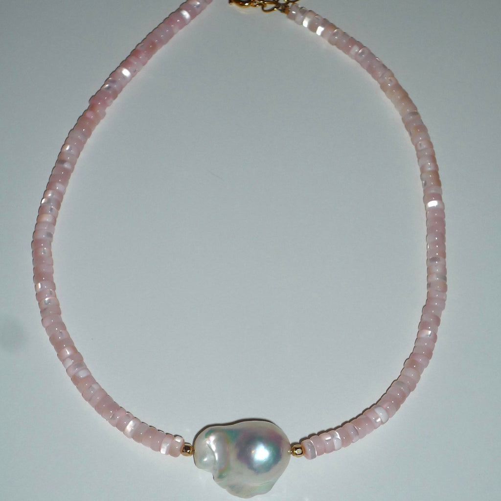 Amalfi Baroque Pearl Necklace in Baby Pink