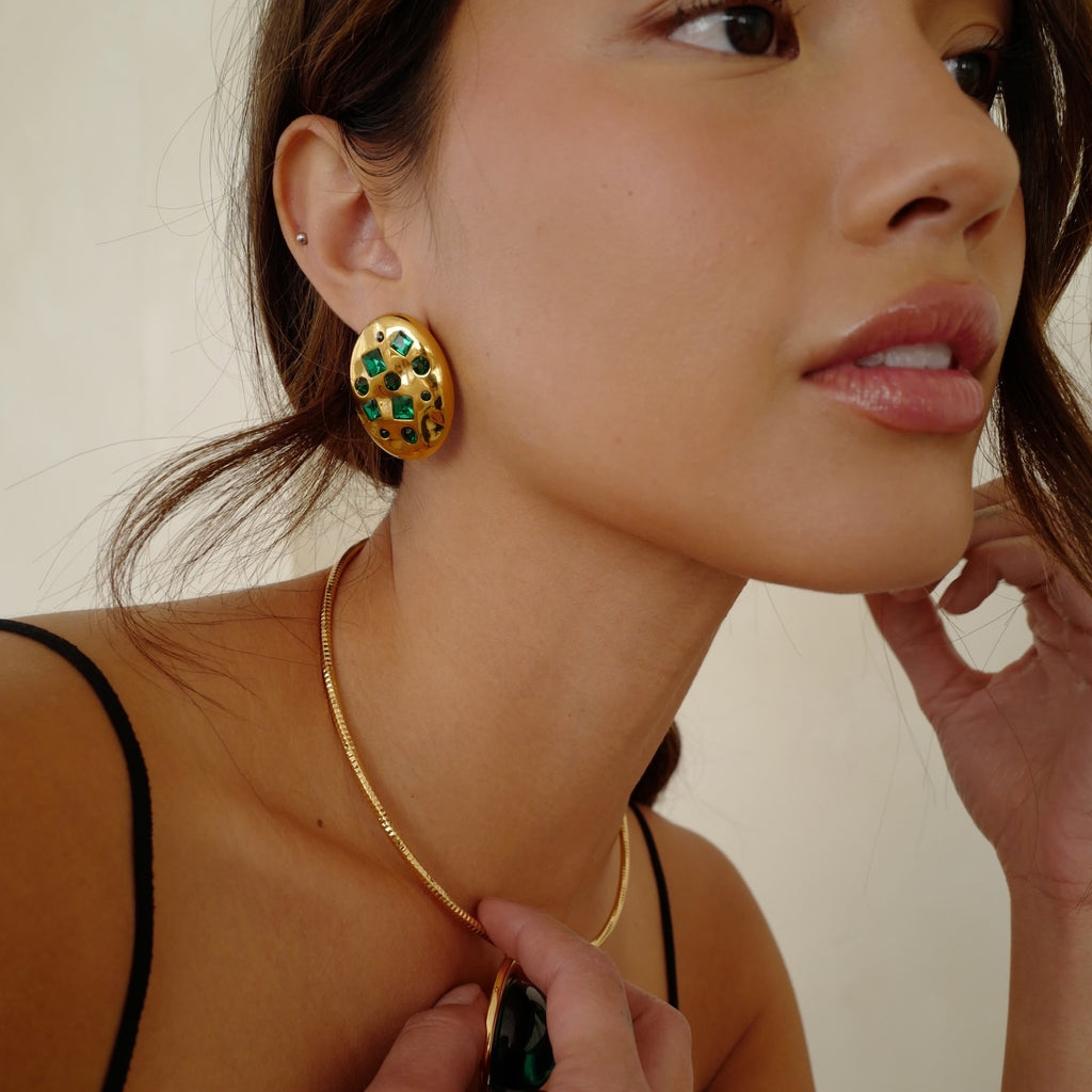 Cabana Earrings in Emerald