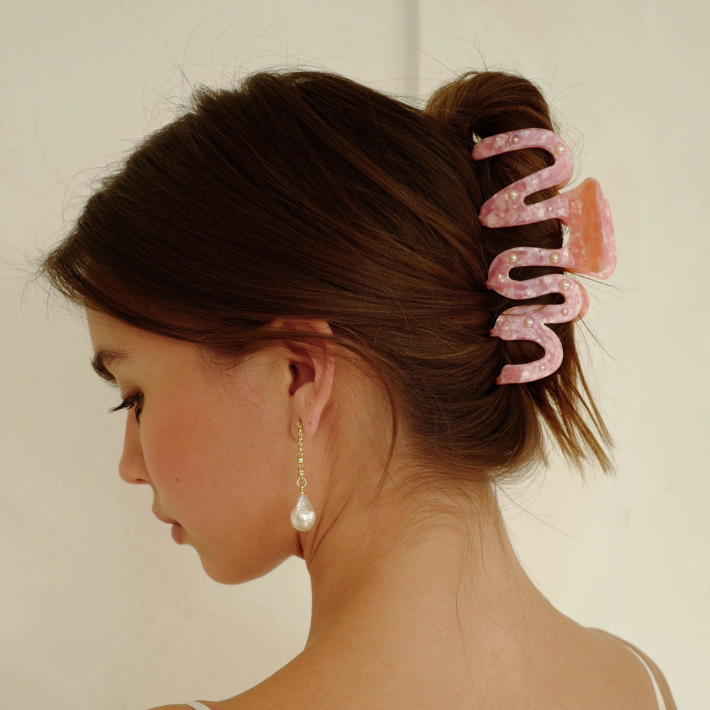 Pink Squiggle Claw Clip Set (2)