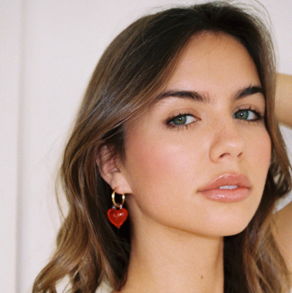 FS x For Love & Lemons Mi Amore Hoop Earrings in Red