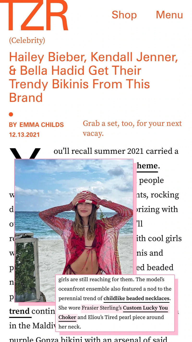 the zoe report hailey bieber kendall jenner bella hadid Frasier sterling jewelry