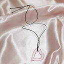 Slanted Heart Cord Choker in Black & Pink