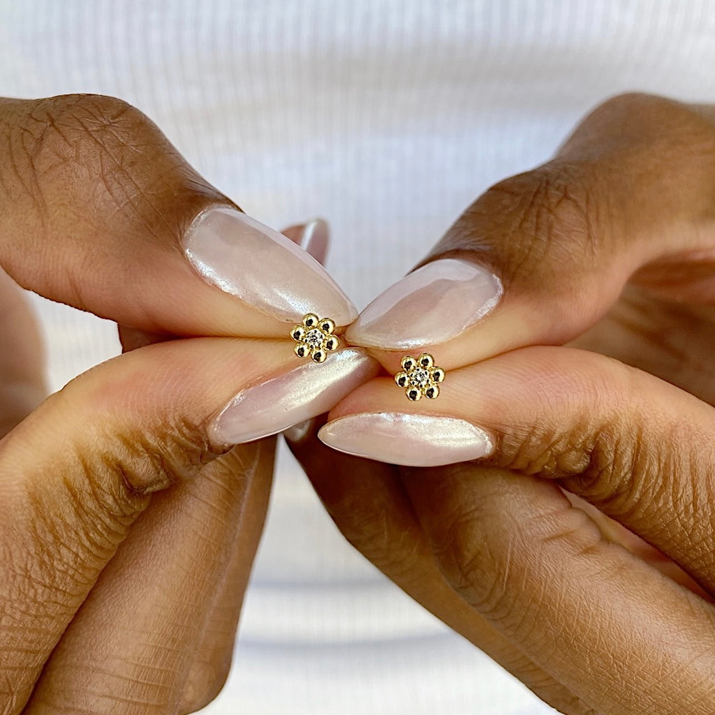 Buttercup Diamond Studs in 14k Gold